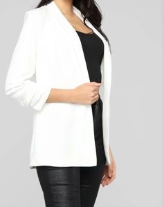 New!! Ivory Blazer. 3/4 length Ruched Sleeve.